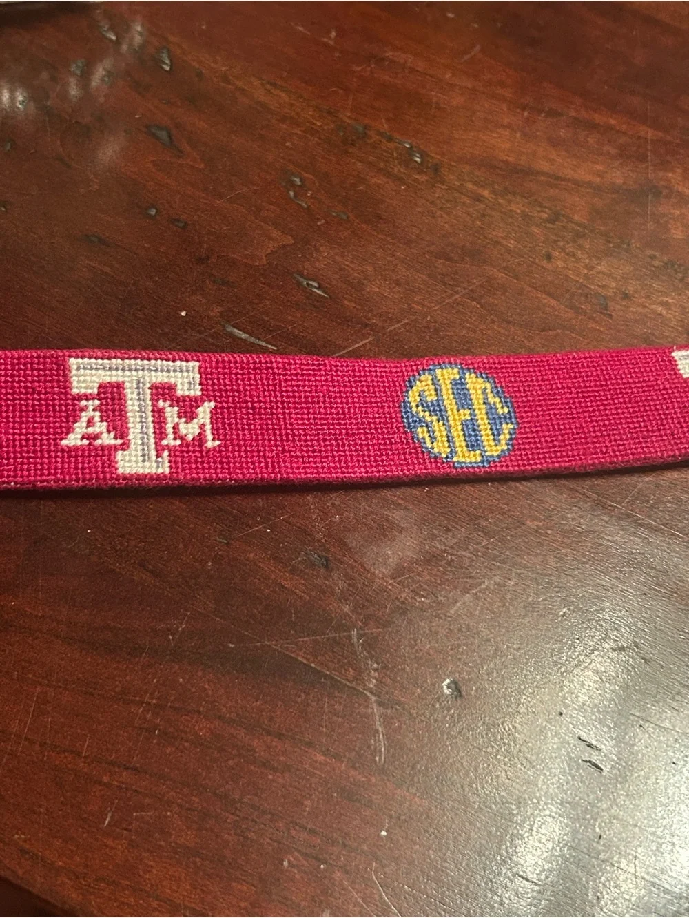 Smathers & Branson Men's SEC A&M Needlepoint Belt 34